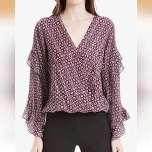 NWT - Max Studio Plum Patterned Blouse